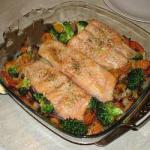 American Salmon on a Bed of Vegetables Dinner