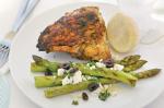 American Paprika Chicken With Asparagus Feta and Black Olive Salad Recipe Dinner