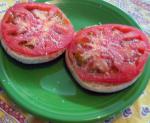 American Open Face Tomato Basil Sandwiches Appetizer