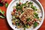American Chargrilled Swordfish With Grape Almond and Barley Salad Recipe Appetizer