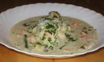 British Creamy Fish Topped With Mussels and Prawns Appetizer