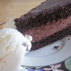 American Chocolate Cake with Fill and Coverage of Chocolate Dessert