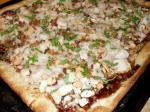 French Barbecue Cashewchicken Pizza With Frenchfried Onions Appetizer