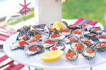 American Oysters With Creme Fraiche and Salmon Roe Recipe Appetizer