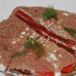 American Cold Wafer of Buckwheat in Smoked Salmon and Dill Dessert
