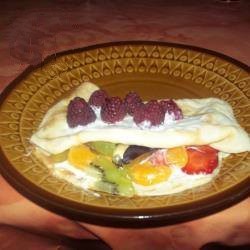 Canadian Pancakes with Fruit and Whipped Cream Breakfast