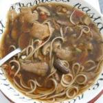 Chinese Eastern Soup with Meat Shiitake and Noodles Appetizer