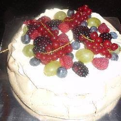 American Pavlova of Fresh Fruit Dessert