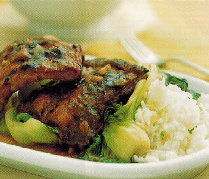 Chinese Barbecued Asian Pork Ribs With Spring Onion Rice BBQ Grill