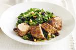 American Panfried Pork With Spinach Raisins And Pine Nuts Recipe Dinner