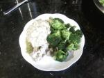American Chicken Parmesan with Mushroom Rosemary Sauce and Steamed Broccoli Dinner