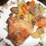 American Chicken Thighs with Vegetables Dinner