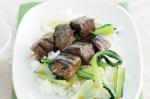 Honeysoy Beef Skewers With Stirfried Asian Greens Recipe recipe