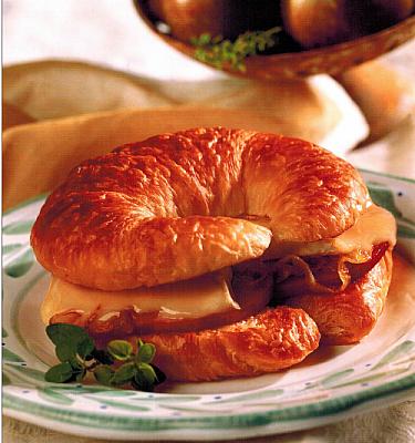 British Caramelized Onion Brie and Smoked Ham Croissants Breakfast