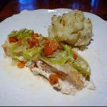 American Salmon with Onion Leek and Carrots Appetizer