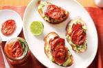 American Avocado And Fetta Toast With Semidried Tomato And Bacon Recipe Appetizer
