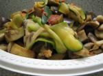 British Zucchini Pasta With Mushrooms Eggplant and Roasted Peppers Appetizer