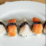 Japanese Sushi at Salmon and Shrimp Appetizer