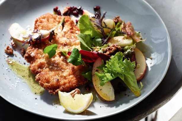 American Pork Schnitzel With Apple Salad Recipe Appetizer