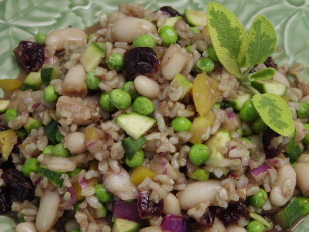 American Brown Rice Salad With Zucchini Beans and Dried Cherries Appetizer