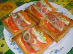 American Rainbow Smoked Salmon Salad in Puff Pastry Appetizer