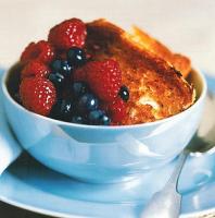 British Breakfast Bread Pudding with Mixed Berries Appetizer