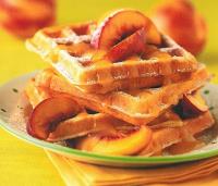 Belgian Sour Cream Waffles with Glazed Nectarines Breakfast