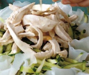 Chinese Cucumber with Shredded Chicken Salad Appetizer