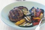 British Pork and Veal Patties With Chargrilled Vegetables Recipe Appetizer