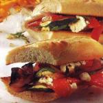American Baguette Sandwich with Roasted Vegetables Appetizer