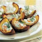 American Baked Potatoes with Smoked Salmon and Fresh Dill Appetizer