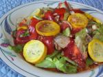 American Tomatopattypan Squash Salad Appetizer