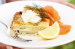 British Potato and Dill Frittata With Sour Cream and Smoked Salmon Recipe Appetizer