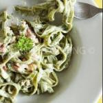Tagliatelle Spinach in the Carbonara recipe