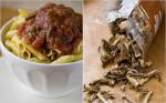 Pasta with Dried Mushrooms and Tomato Sauce Recipe recipe