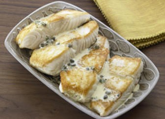 American Panroasted Halibut with Caper Vinaigrette Recipe Appetizer