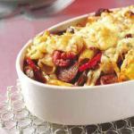 American Gratin of Rigatoni Eggplants and Peppers with Chorizo Colorado Appetizer