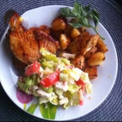 Canadian Baked Legs with Ziemniczkami and Spring Salad Dessert