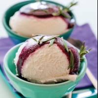 Canadian Rosemary Ice Cream with Blueberry Sauce Dessert