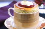 American Vanilla and Pistachio Souffle With Raspberry Sauce Recipe Dessert