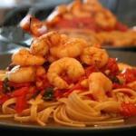 American Linguine Pasta with Shrimp and Tomatoes Recipe Dinner
