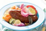 American Sausage And Vegetable Roast With Sweet Potato Mash Recipe Appetizer