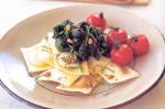 American Goats Cheese Ravioli With Spinach And Roast Tomatoes Recipe Appetizer
