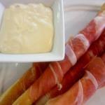 British in Parma Ham Rolled Soupfingers with Cheese Sauce Dinner