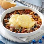 Mexican Threebean Chili with Polenta Crust Appetizer