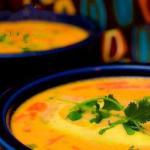 American Curry Soup with Eggs and Coconut Appetizer