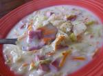 American Creamy Cabbage  Ham Soup Appetizer