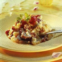 American Rice Pudding with Zurawina and Bananas Soup