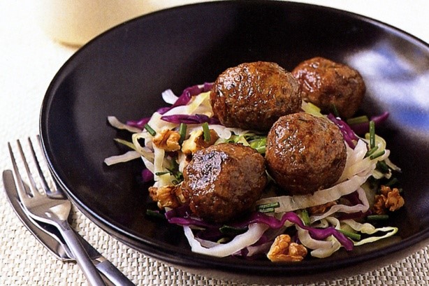 British Caraway Meatballs With Cabbage Salad Recipe Dessert