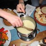 American Cheese Fondue with Blanchiertem Vegetables Appetizer